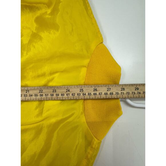 Windless Womens Bomber Jacket Size Large Satin Yellow Wonderbra PR Snap Up VTG - Picture 11 of 12